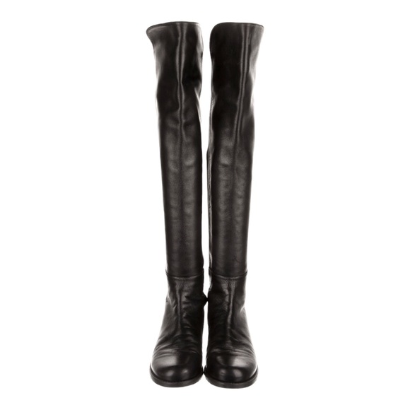 Stuart Weitzman 5050 | Black Nappa Leather Over-The-Knee Boots | Black |  Size 6 - Picture 4 of 6